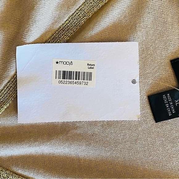 August Silk Cream Metallic Gold Neck Knit Top Size XL - NWT - Picture 11 of 15